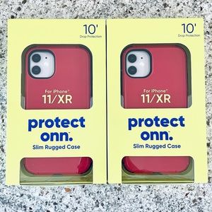 🔥Bundle🔥 2 Cases protect onn. Slim Rugged Phone Case iPhone 11/XR Red NWT NEW